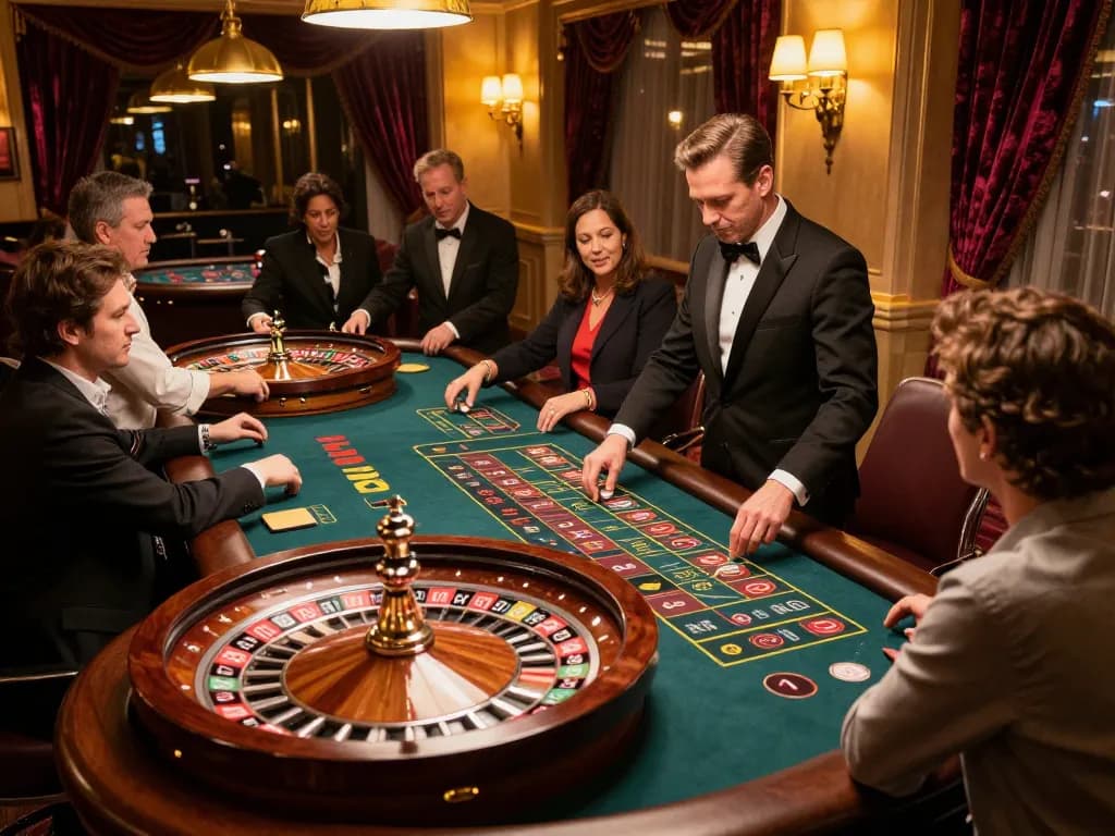 Watch players engage in roulette at xx88's vibrant casino, capturing the thrill of sophisticated gaming.