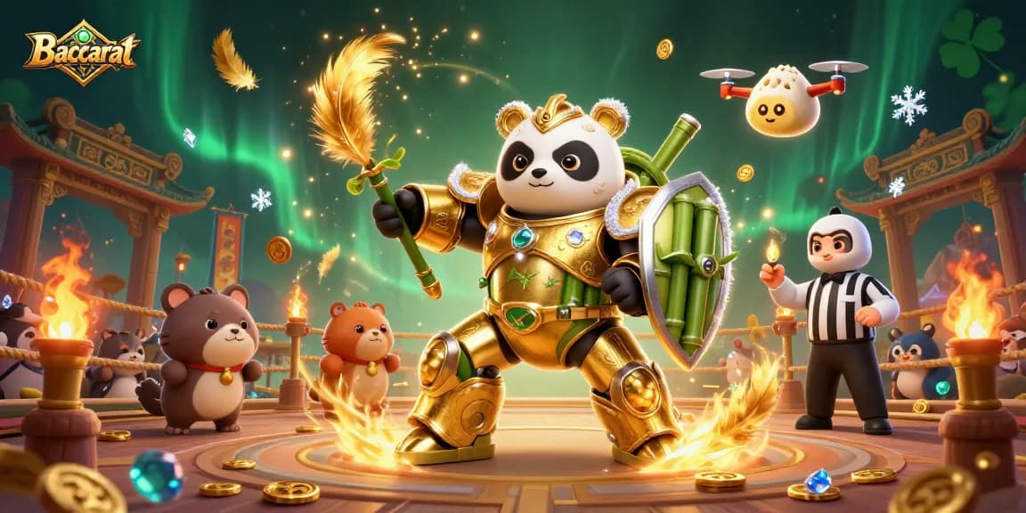 Baccarat gaming scene featuring a mech-suit panda and exciting betting elements for gamblers