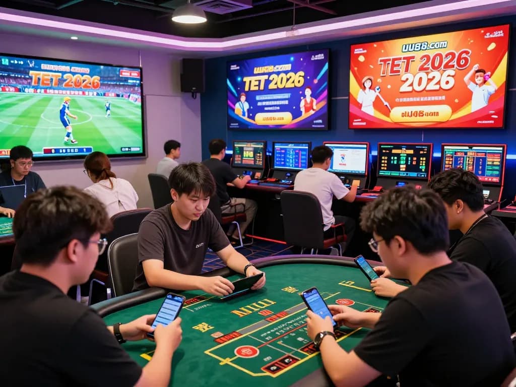 Exciting gaming environment at UU88.COM showcasing diverse players engaged in online betting.