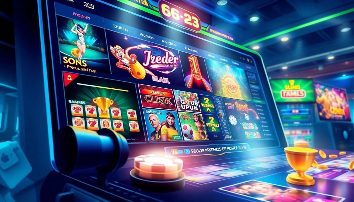 66 23 online gaming platform showcasing vibrant games and user-friendly interface.