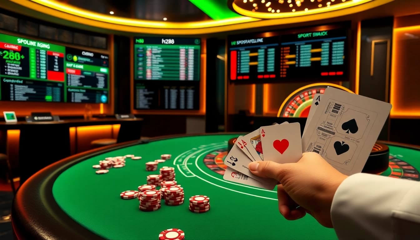Engaging view of hz88 casino table showcasing dynamic betting and professional card play