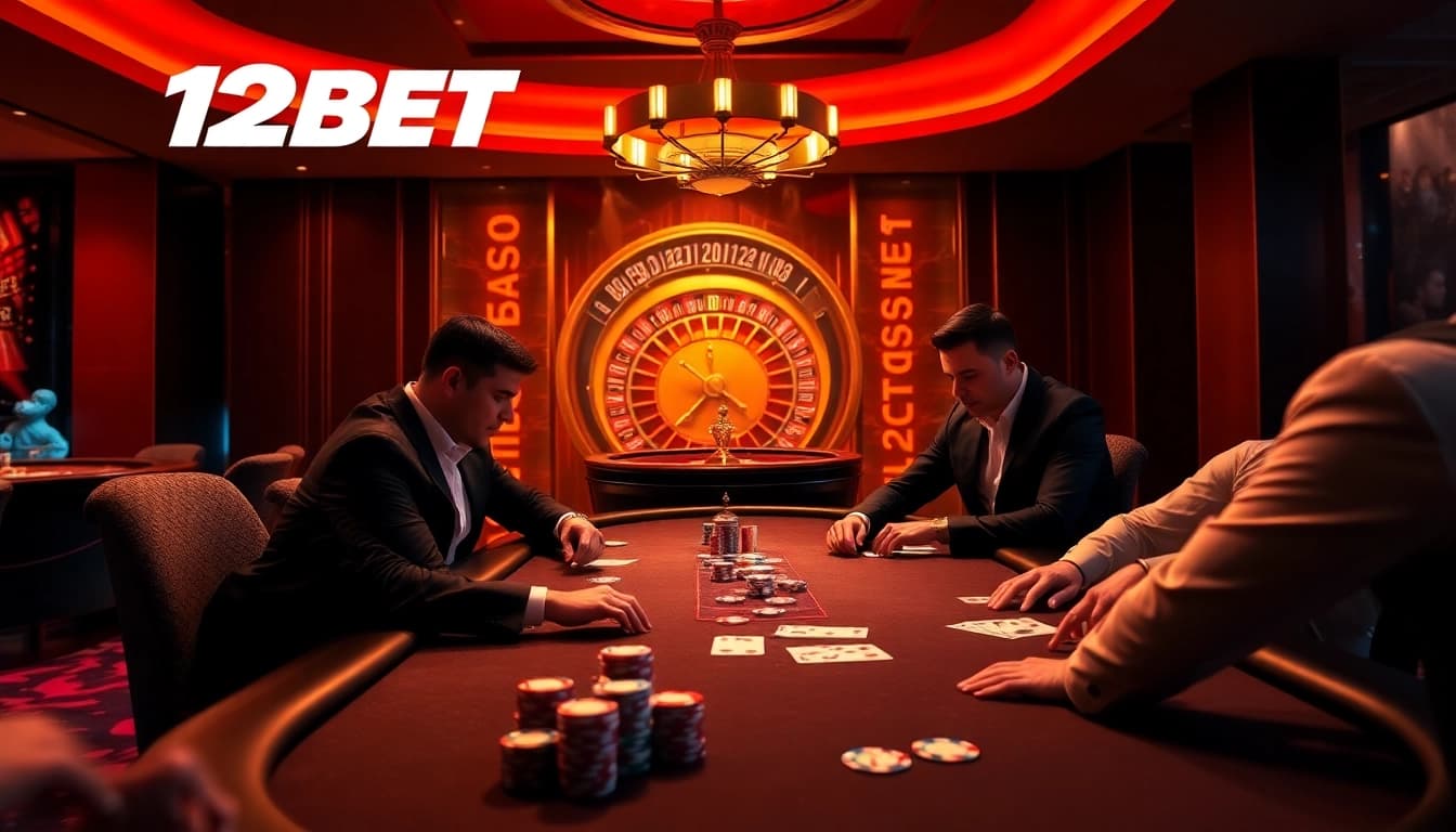 Players engaging in a high-stakes game at 12BET's luxurious casino interface.