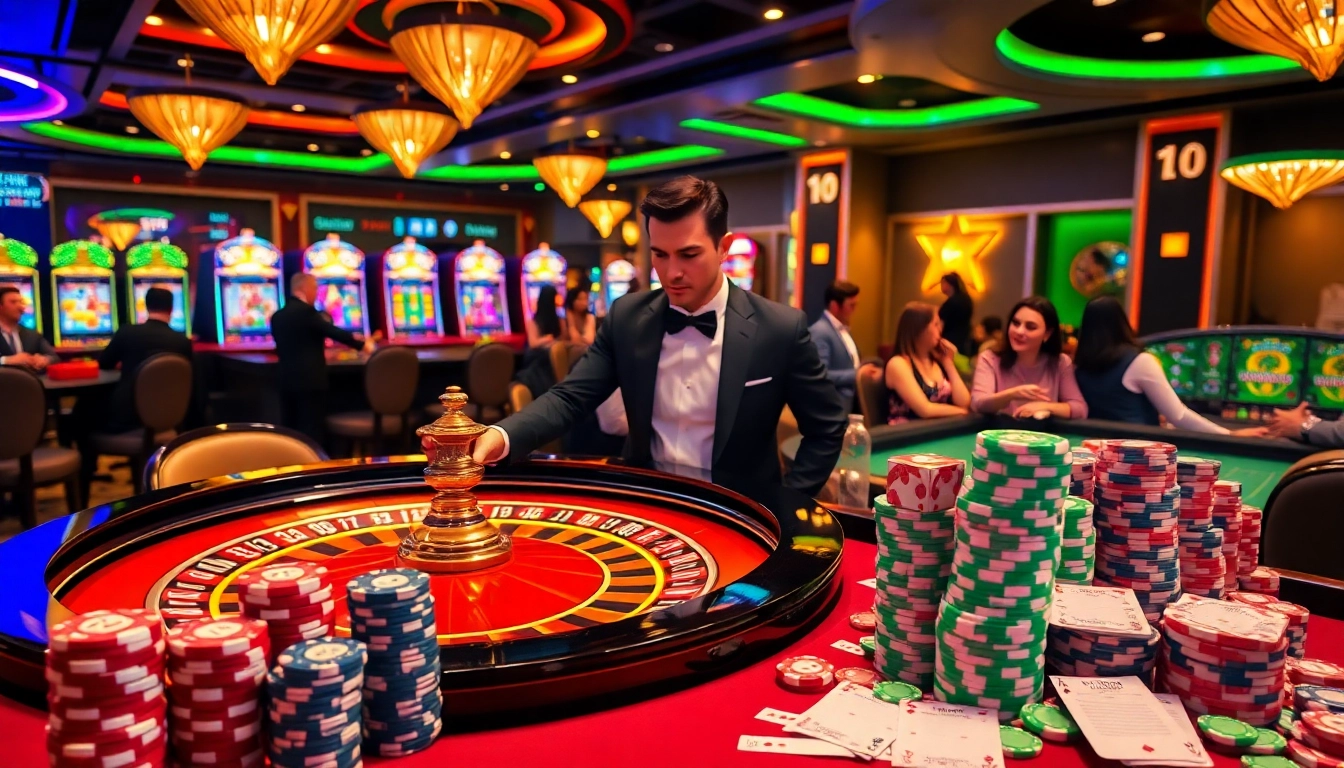 Excited players at link thabet casino enjoying roulette and winning chips.