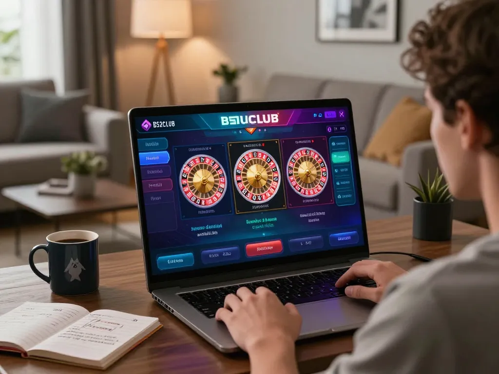 Player engaging with the B52CLUB mobile app in a stylish living room, focused on gaming strategies.