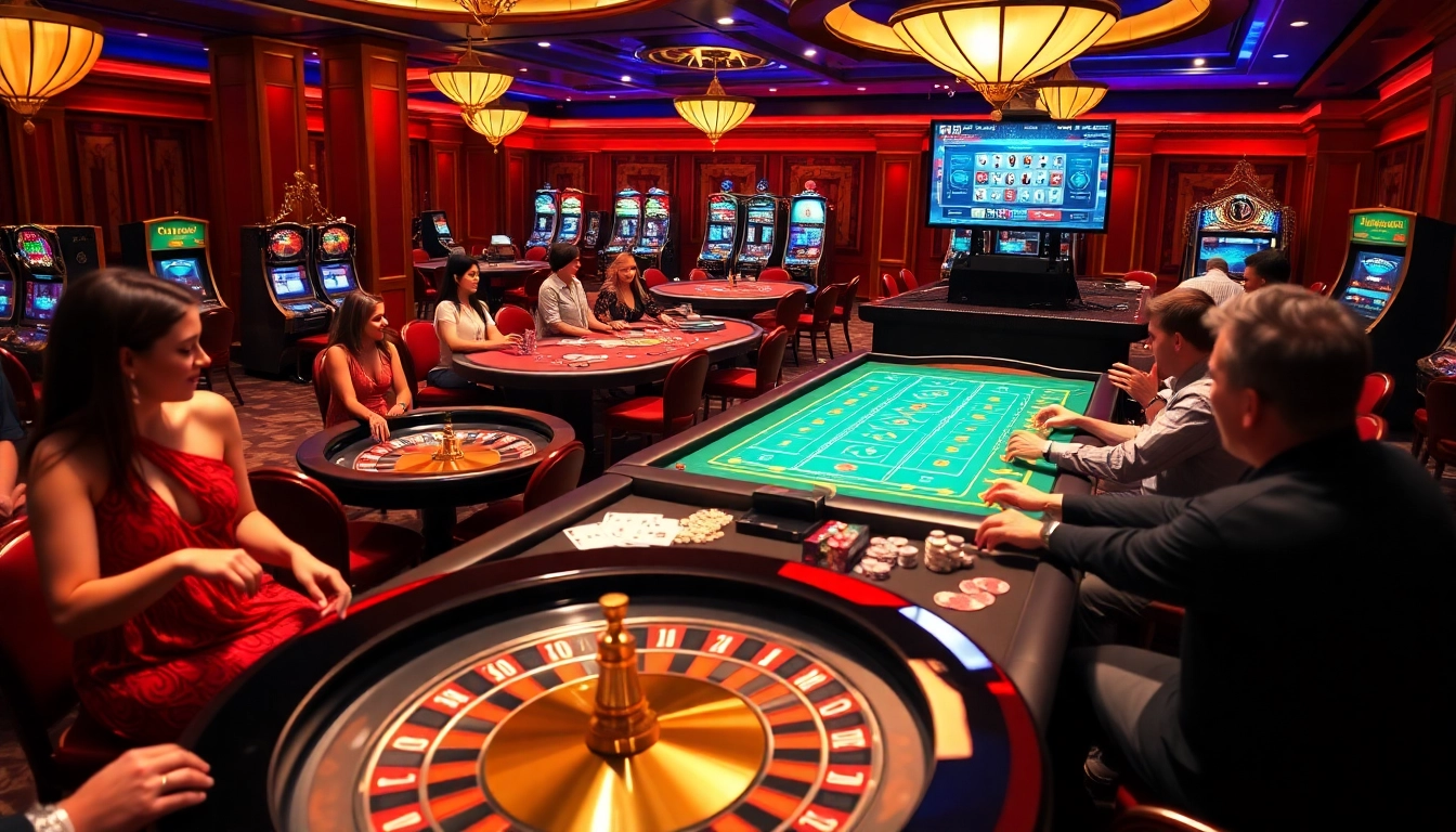 SODO 66 gaming excitement with vibrant casino tables and players engaging in thrilling action.