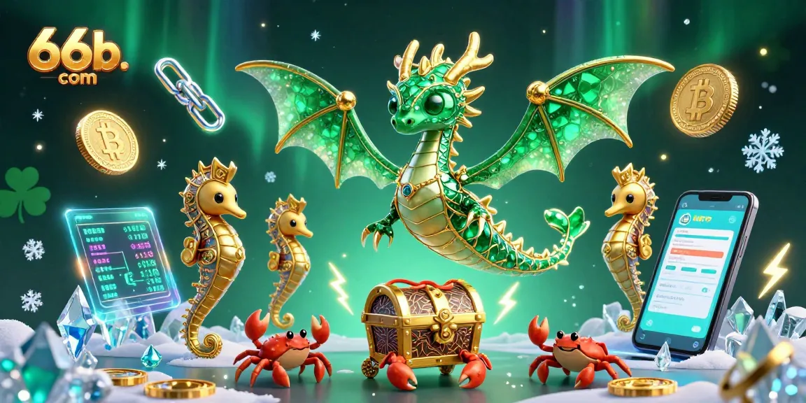 Experience the excitement of 66b. com with a vibrant, rich underwater casino scene featuring a magical sea dragon and crypto elements.