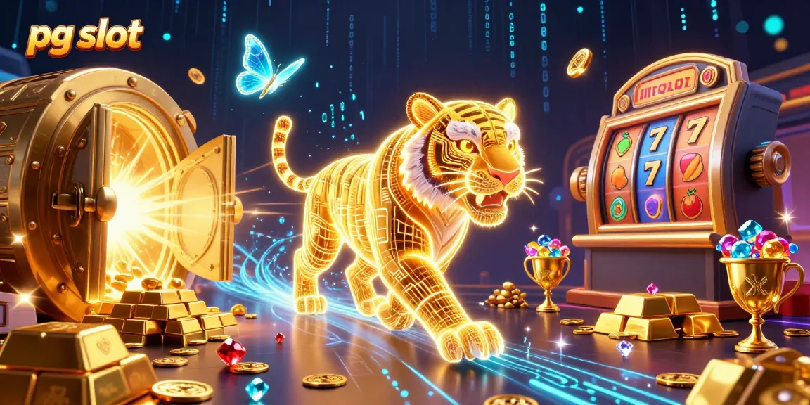 Spin big wins with pg slot in an energy-filled digital casino scene featuring gold and jewels.