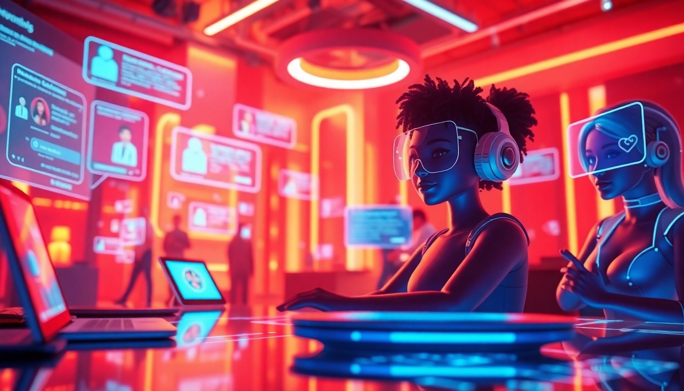Spicychat interactive AI characters engaging users in vibrant chat environments.