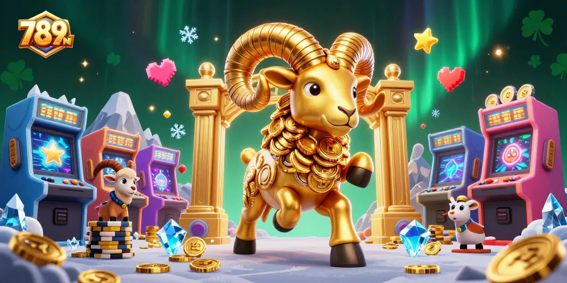 Enjoy thrilling gaming adventures with 789WIN's vibrant golden ram in an engaging casino scene.