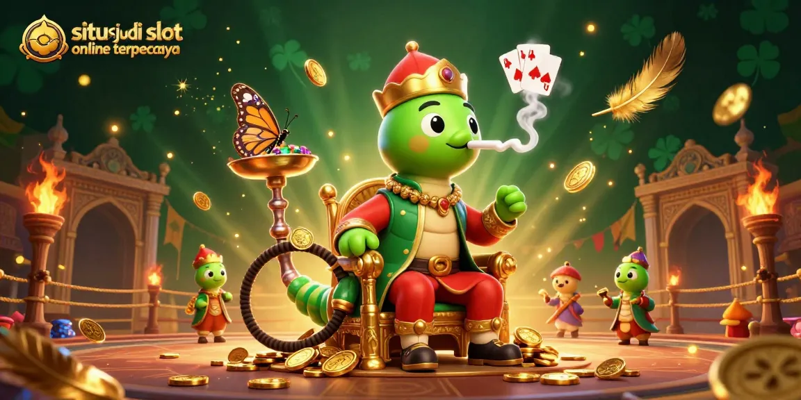 Engage with the situs judi slot online terpercaya through this vibrant casino-inspired illustration showcasing dynamic gaming elements.