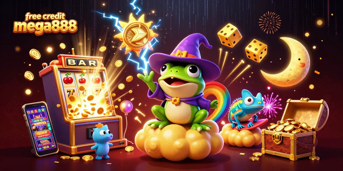 Maximize your winnings with free credit mega888 in this vibrant, cinematic casino scene.