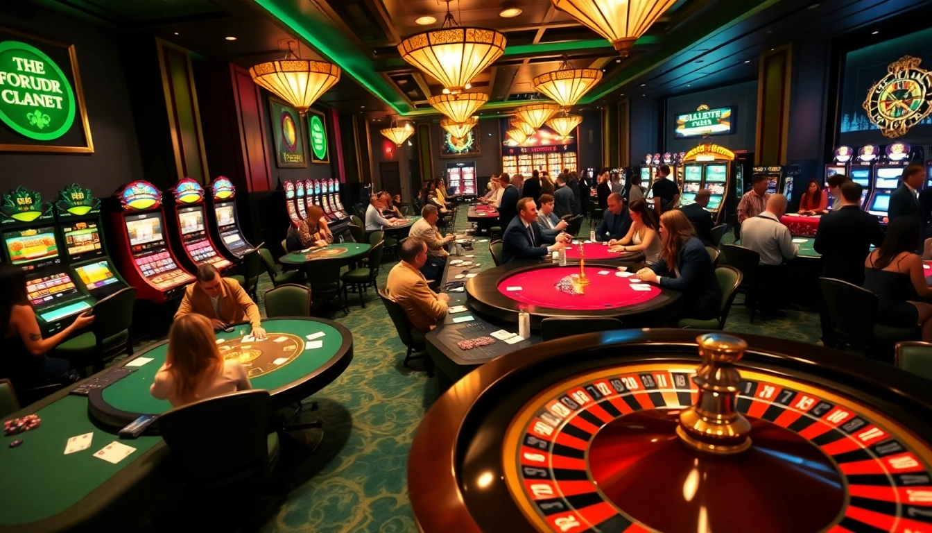 Experience the excitement of gambling in SODO with lively casino tables and vibrant slot machines.