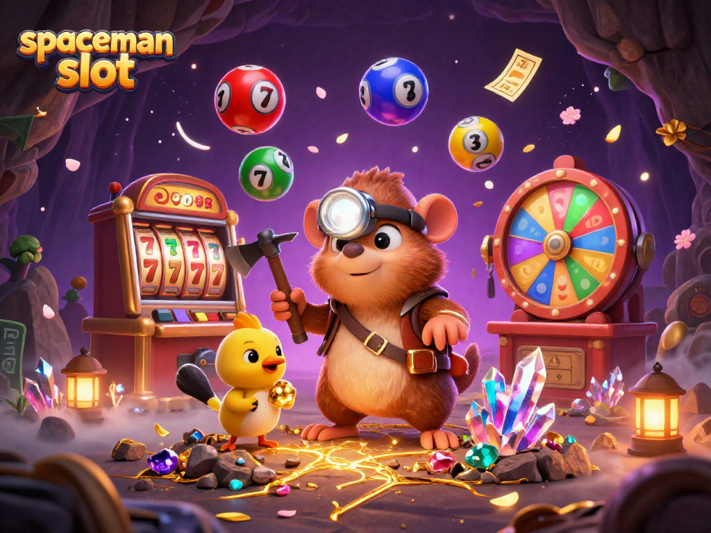 Experience the thrill of the spaceman slot with an exciting 3D illustration of treasure hunting alongside vibrant gaming elements.