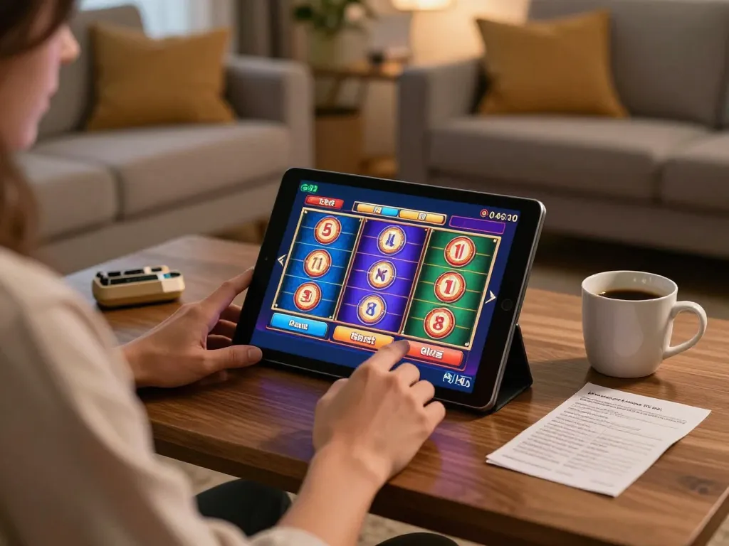 Engage in thrilling gameplay on dinamit4d with colorful slots displayed on a tablet.