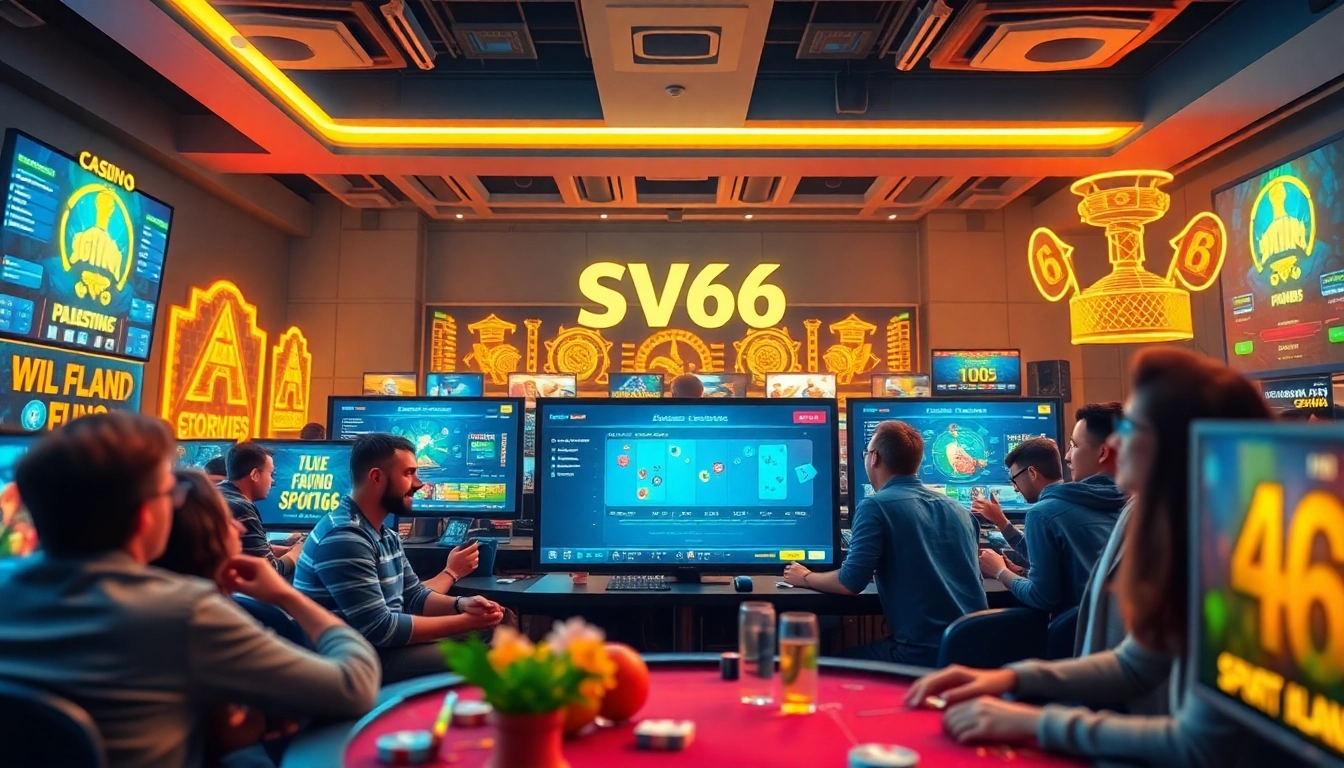 SV66 online gaming experience showcasing diverse players engaged in casino games and sports betting.