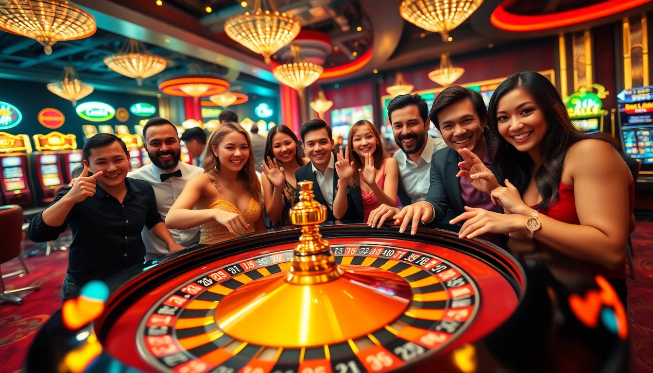 Merayakan 'datuk win' di kasino yang semarak dengan roulette dan para pemain yang bersemangat.