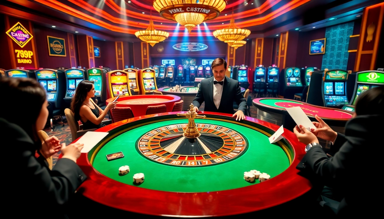 Experience thrilling gameplay at 789P with vibrant casino tables and eager players enjoying a premier gambling atmosphere.