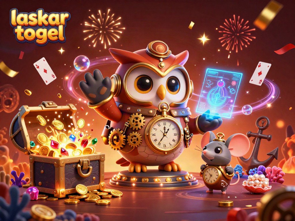 Experience the excitement of laskar togel with a vibrant 3D scene showcasing steampunk gambling elements.