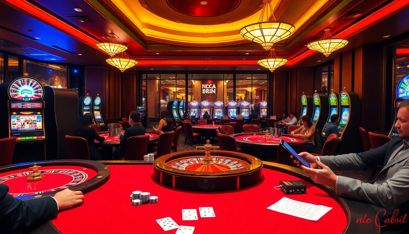 Experience the excitement of Nhà Cái SC88 Uy Tín in a luxurious casino setting with vibrant tables and thrilling gaming.