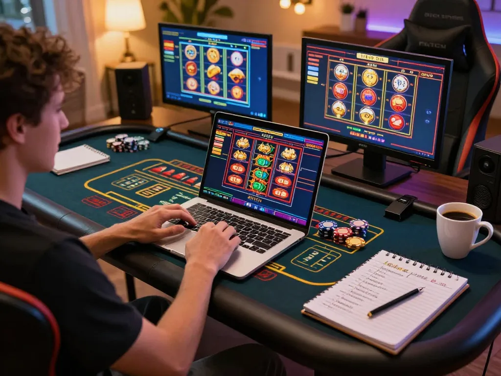 Player enjoying online casino games on 789bet, showcasing live dealer interfaces and vibrant gaming setup.