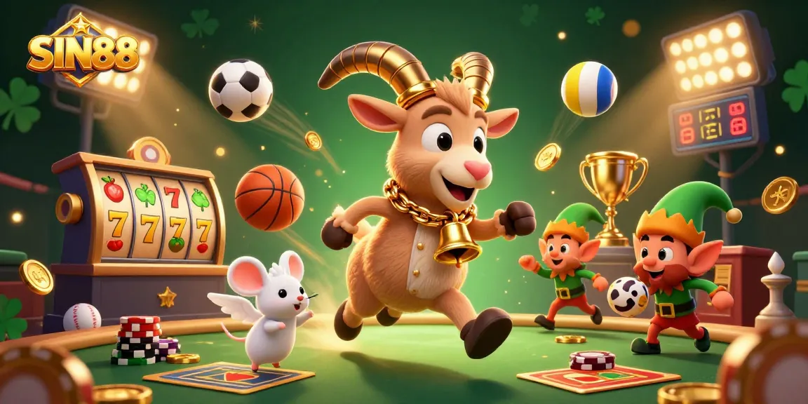Experience SIN88 with a whimsical holiday casino scene featuring Krampus and festive chaos.