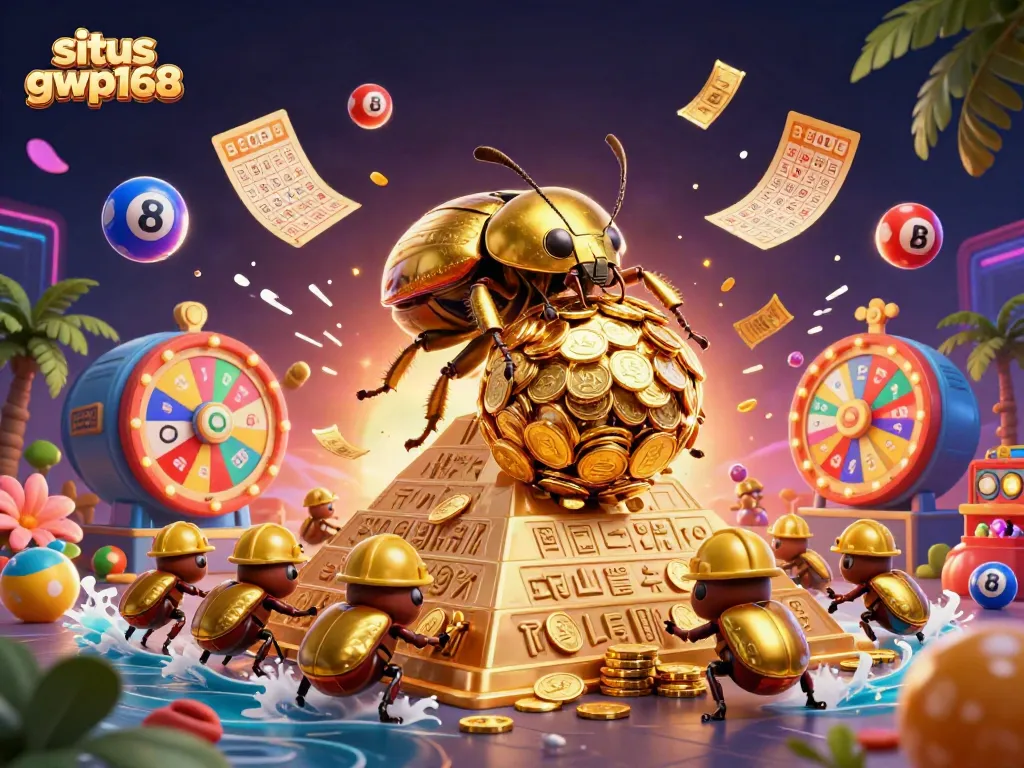 Memenangkan hadiah menarik di situs gwp168 dengan permainan lotere dan simbol kasino yang dinamis.