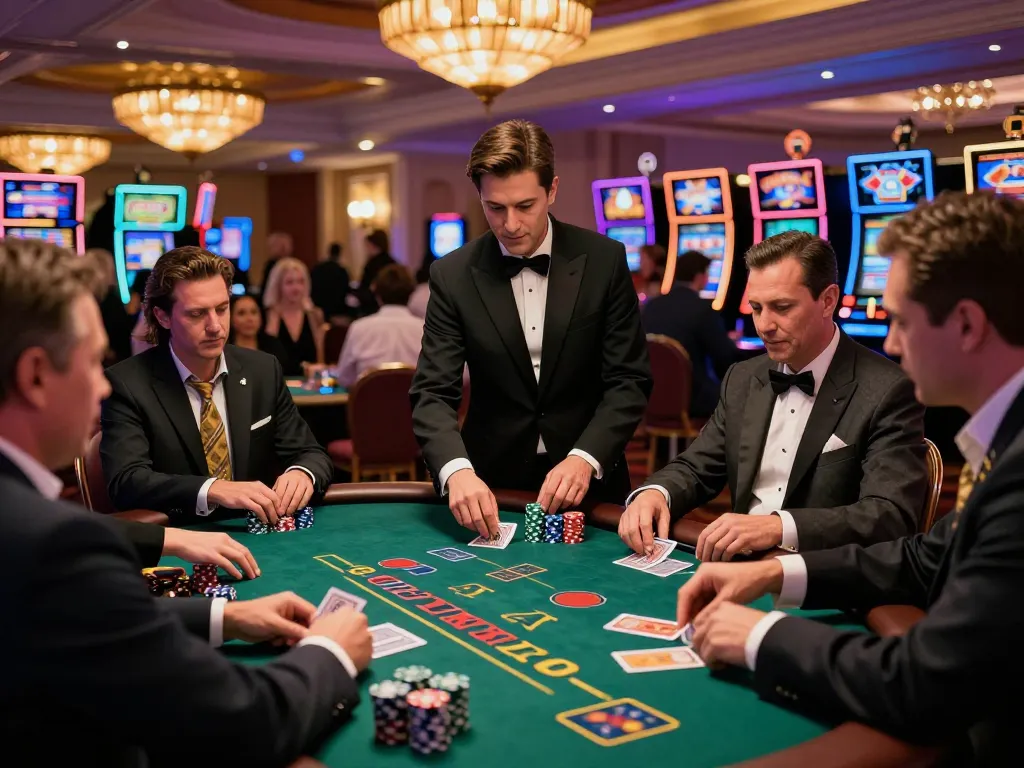 Experience thrilling blackjack action at Dinamit4D casino, vibrant players engaged in the game.