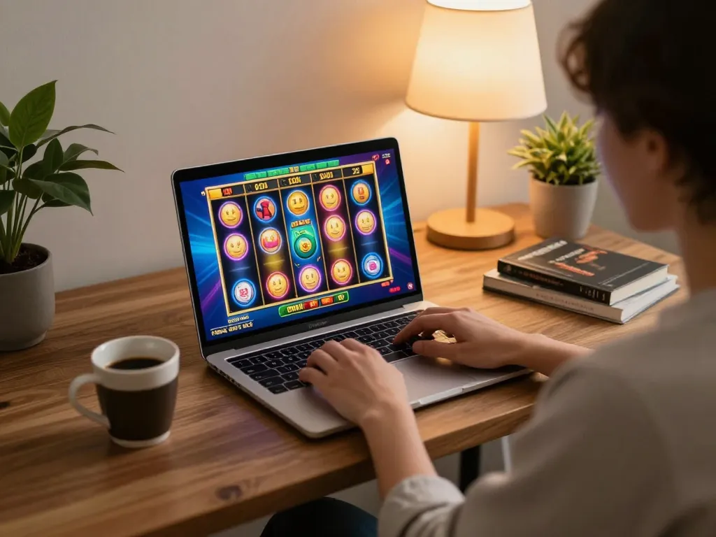 Engaging with slot bonus during an online casino gaming session.