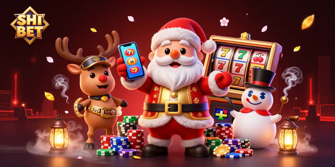 Win big with SH BET in this lively casino scene featuring Santa and friends!