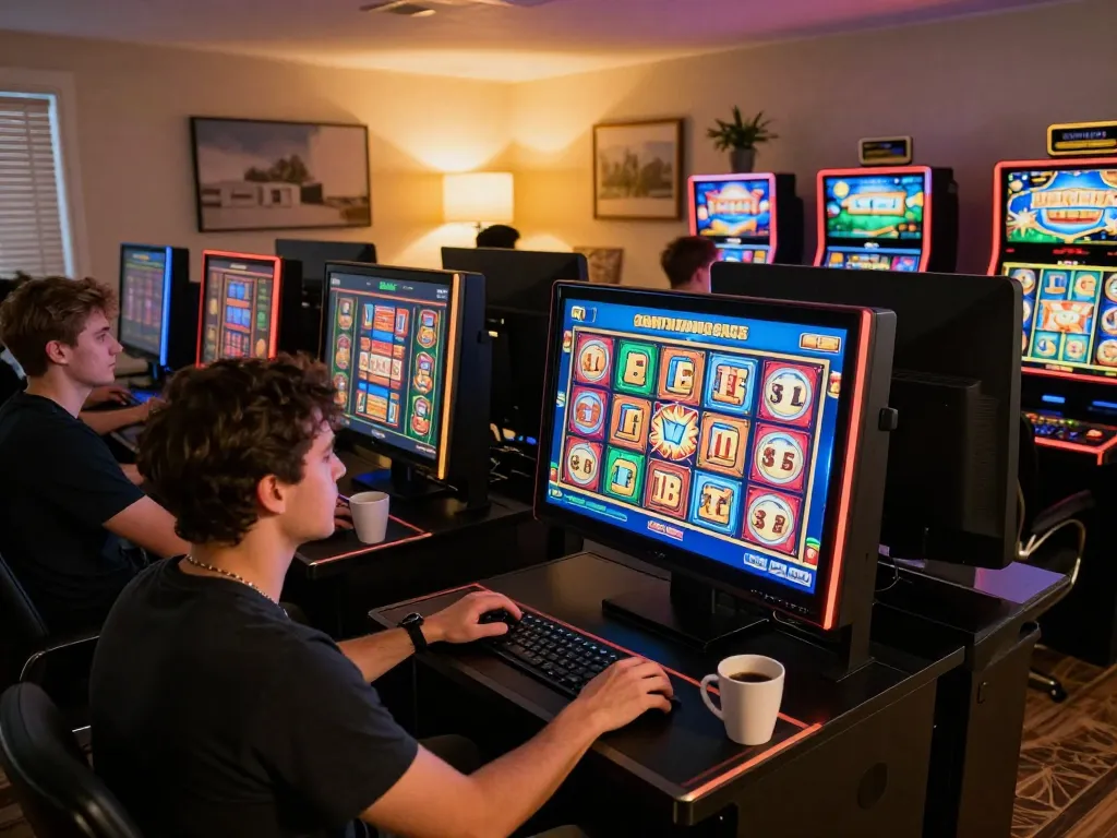 Player enjoying a thrilling aman788 online slot game experience from home with engaging visuals