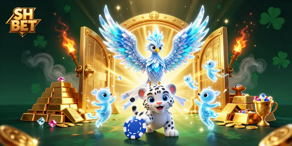 Engage with SH BET casino gaming surrounded by vibrant characters and treasure elements.