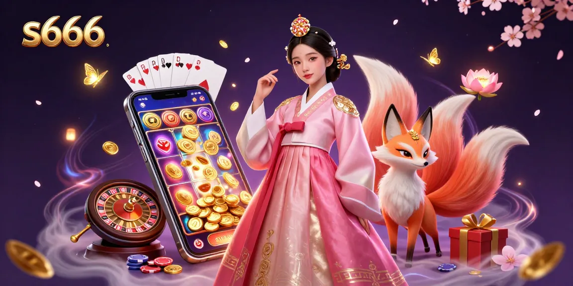S666 online casino illustration with vibrant slot game elements and engaging characters for gamblers.