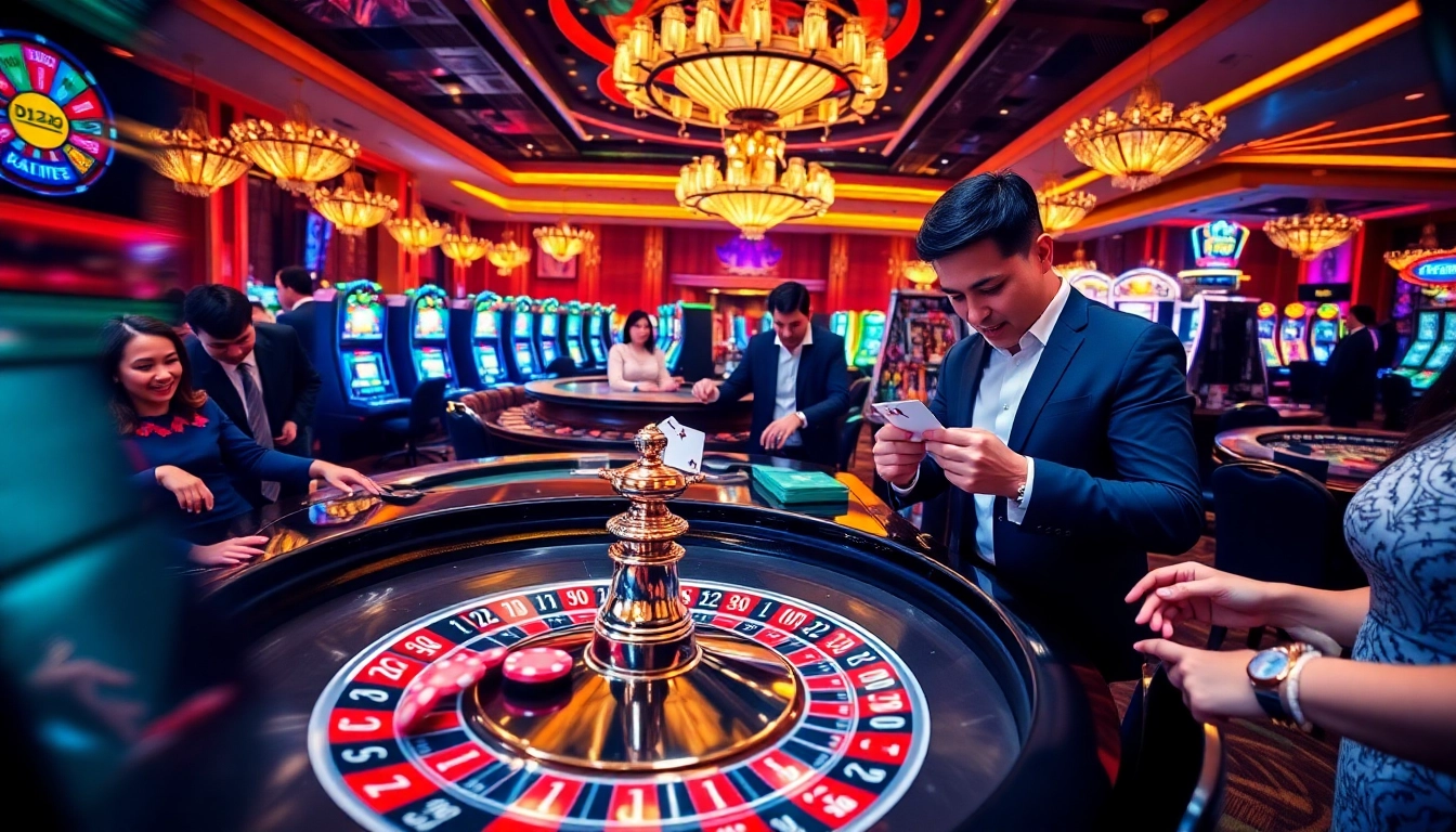 Experience high-stakes excitement at dh88.com with players focused on a thrilling game of roulette.