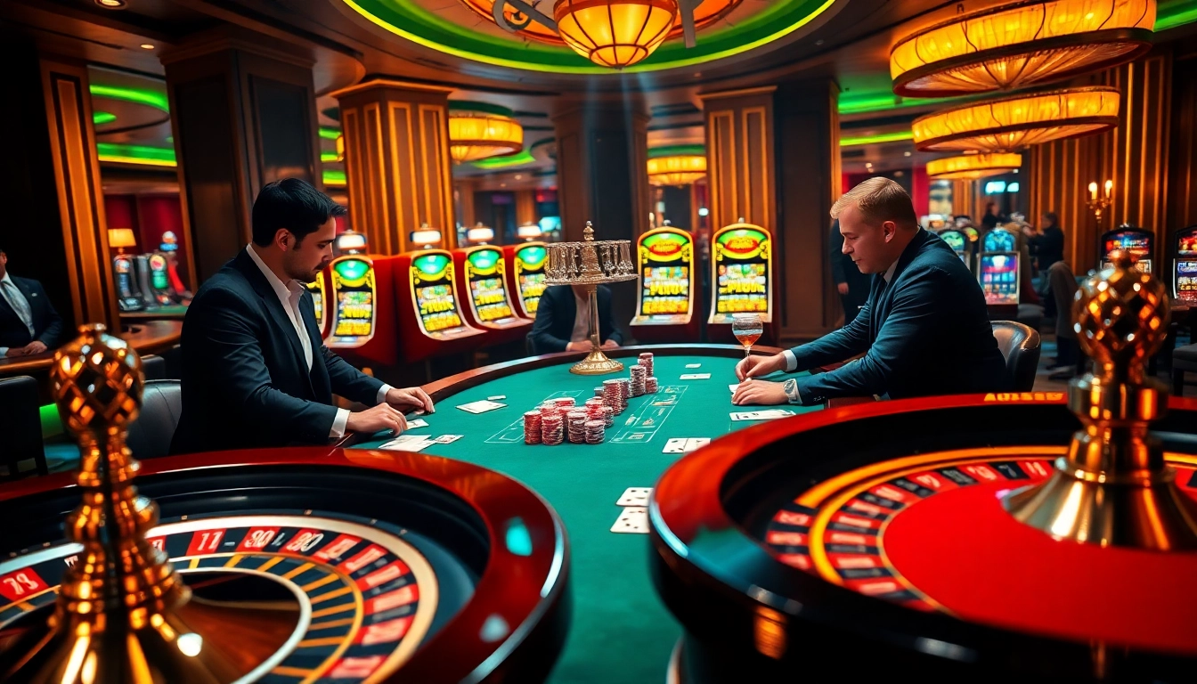 Players enjoy a high-stakes game at SODO Casino with vibrant poker chips and cards.