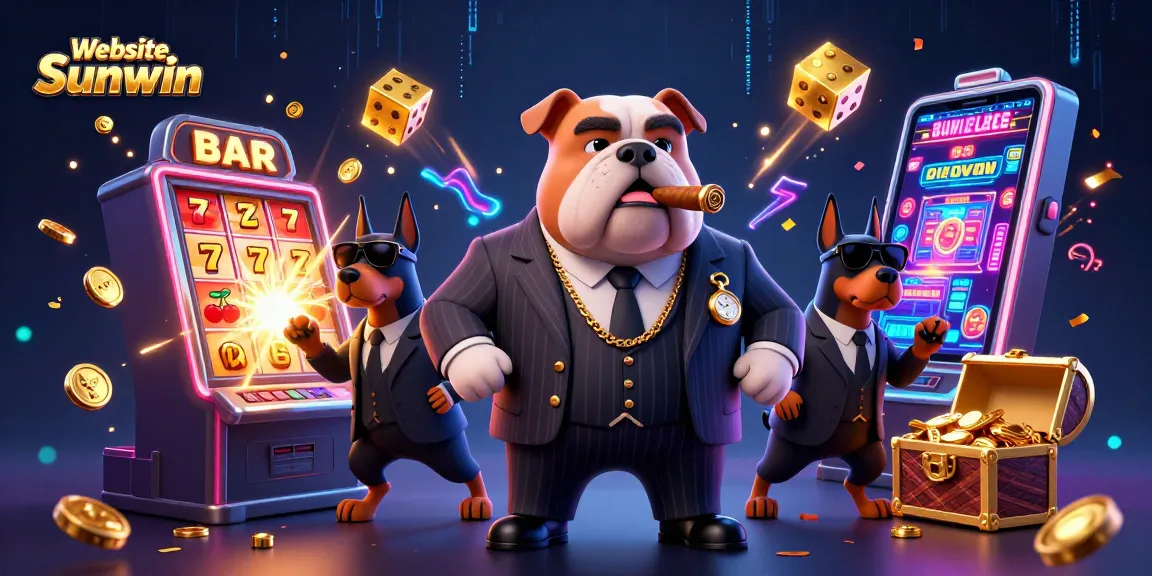 Experience thrills at Website Sunwin with a vibrant 3D casino scene featuring a mafia boss and dynamic game elements.