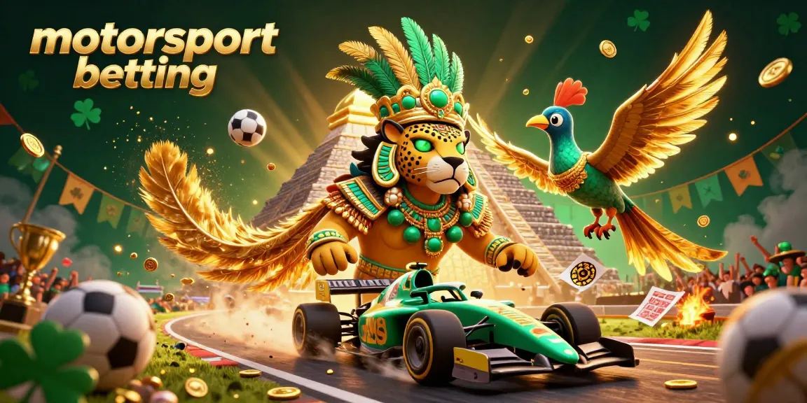 Engage in motorsport betting with this vibrant 3D illustration featuring dynamic racing elements and characters.