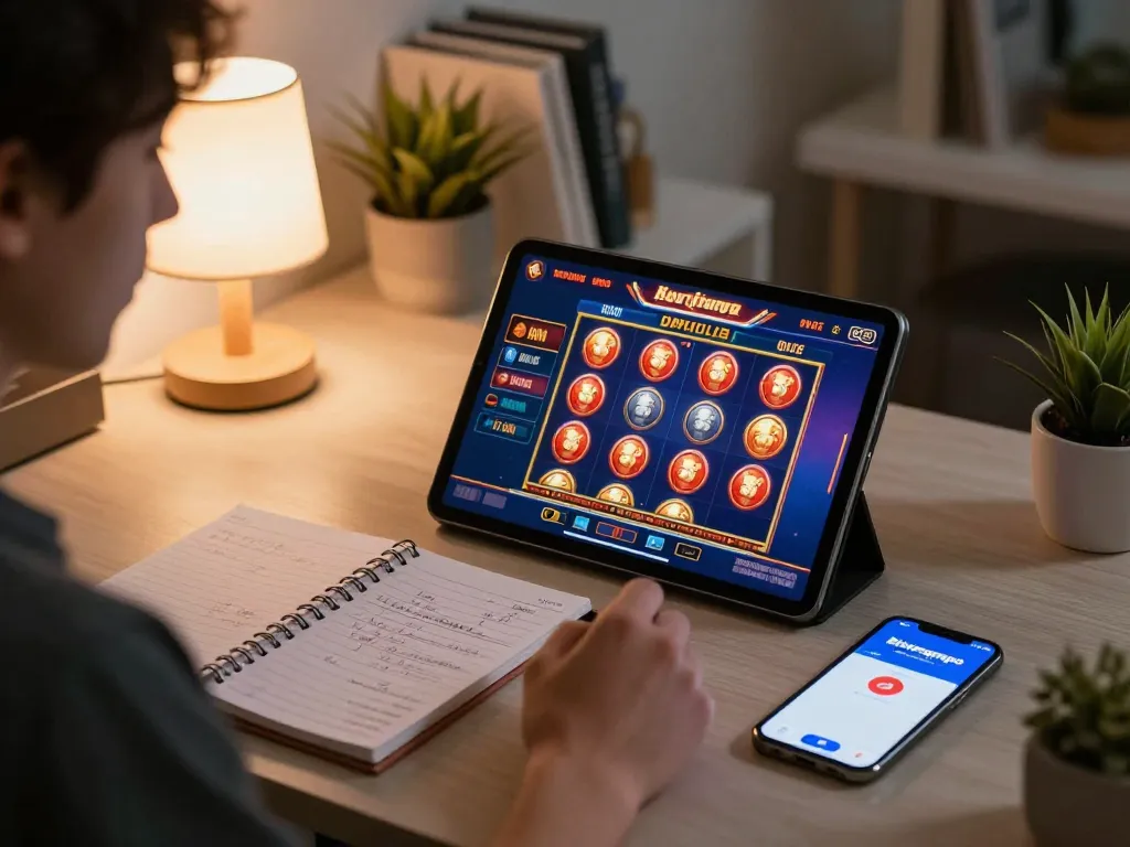 Pertandingan game online yang menarik dengan aplikasi bintangmpo di tablet, menampilkan suasana perjudian yang bertanggung jawab.