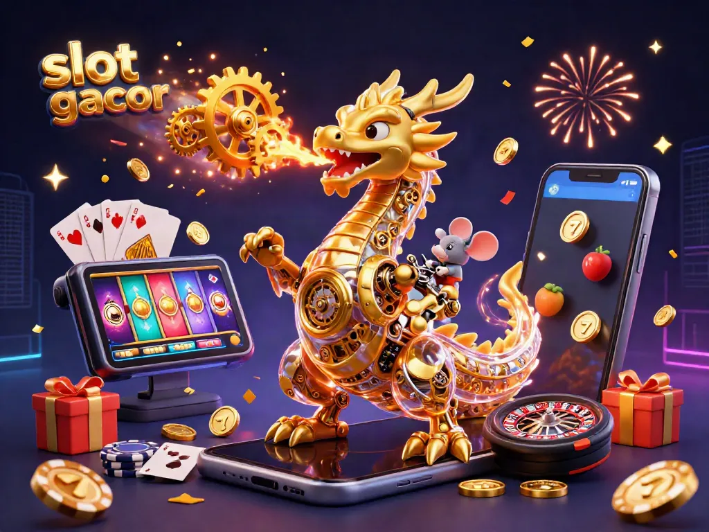 Menangkan jackpot di slot gacor dengan naga mekanik dan elemen kasino yang meriah.