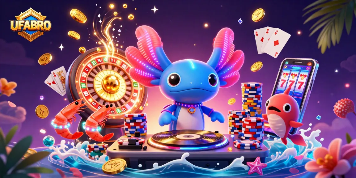 Experience the thrill of UFABRO gaming with vibrant 3D characters and casino elements.