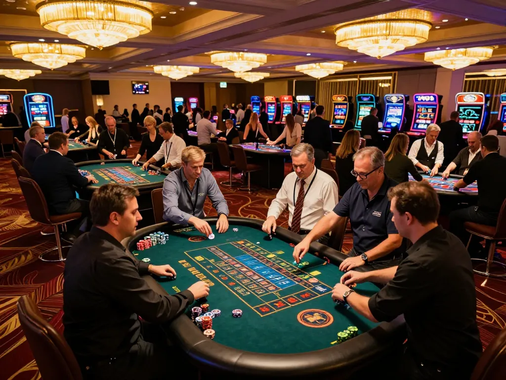 MMOO players enjoying an exciting roulette game on a vibrant casino floor filled with energy and action