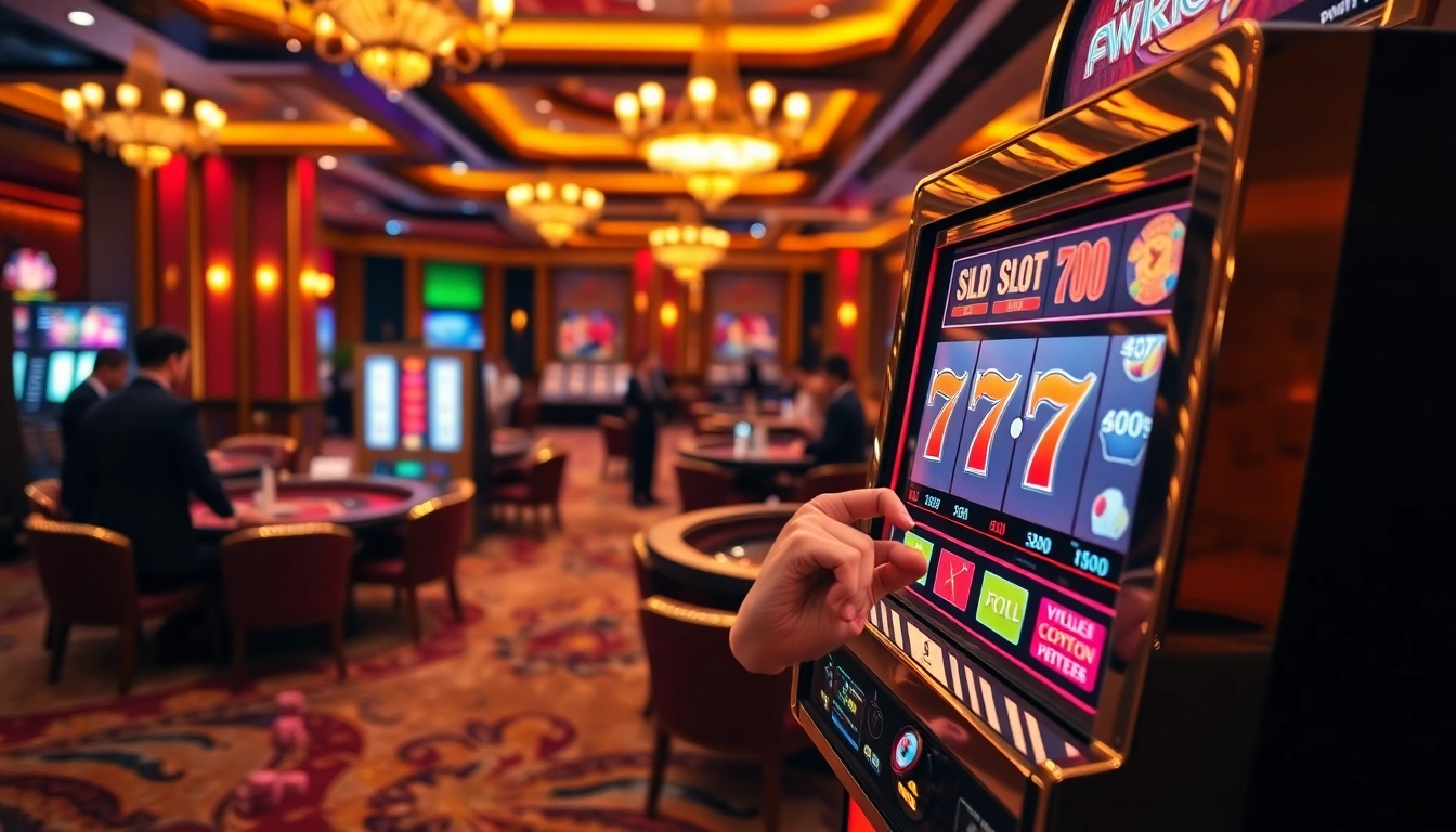 Experience the excitement of slot777 with a vibrant casino slot machine in action.