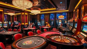Experience the thrill of gaming at SODO CASINO, with vibrant tables, glamorous lights, and exciting players.