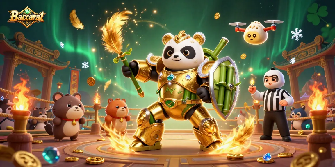 Baccarat gaming scene featuring a mech-suit panda and exciting betting elements for gamblers